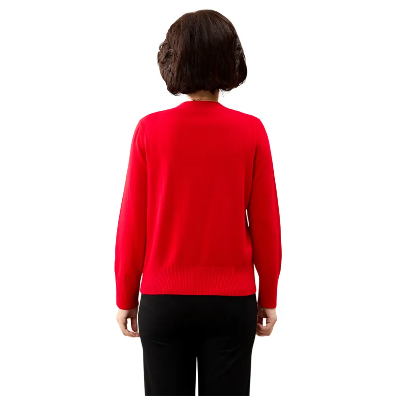 H YXIANG Sweaters Women's Red-3