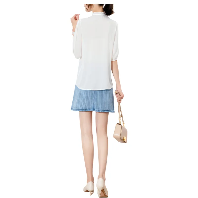 H YXIANG Denim Short Skirts Women's-8