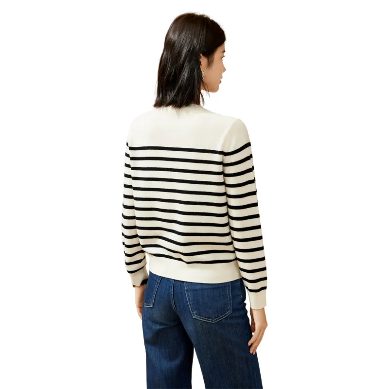 H YXIANG Sweater Women's White+Black-4