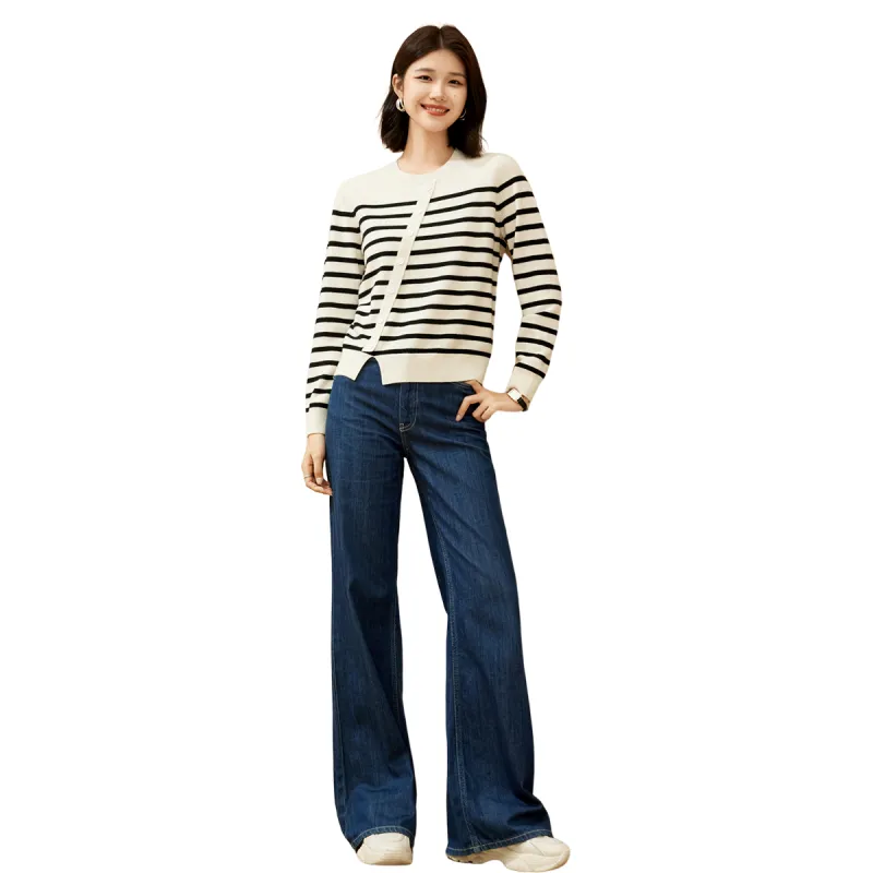 H YXIANG Sweater Women's White+Black-2