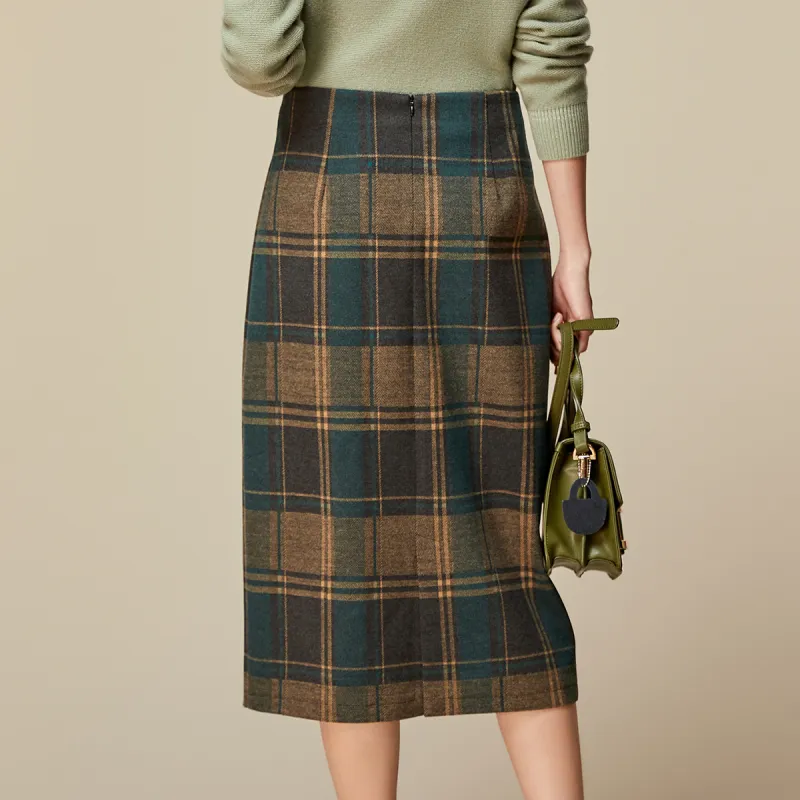 H YXIANG Casual Long Skirts Women's Yellow Green-3