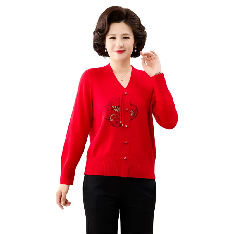 H YXIANG Sweaters Women's Red-2