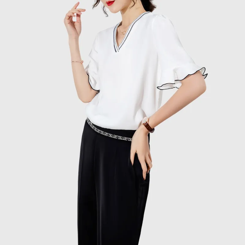 H YXIANG Chiffon Shirts Women's-6