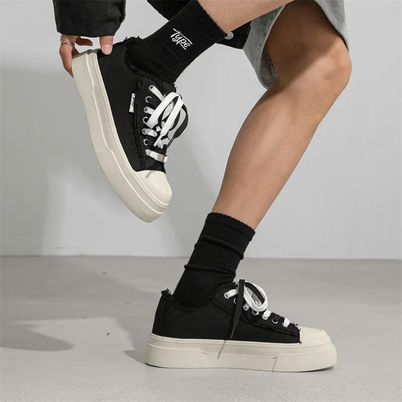 ZONEJOY Anti Slip And Wear Resistant Height Increasing Low Top Skateboard Shoes Unisex Black-2
