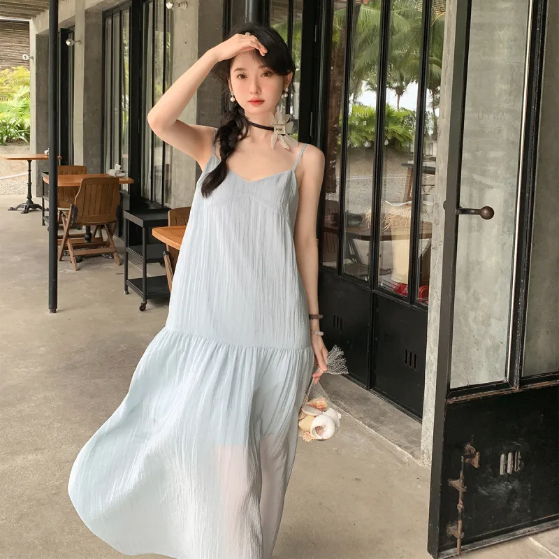 Miss Chipmunk Slip Dresses Women's Gray Blue-3