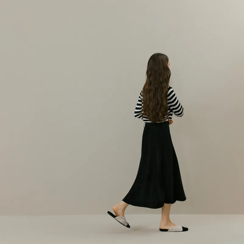 Miss Chipmunk Casual Long Skirts Women's Black-2