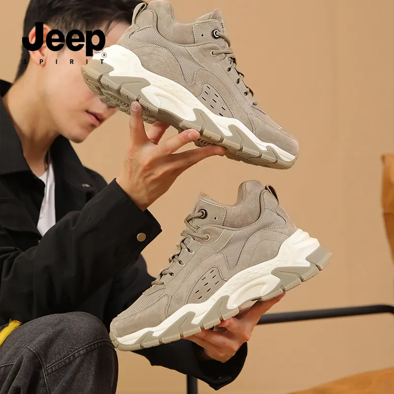 JEEP SPIRIT Cushioned Slip Resistant Abrasion Resistant Low Top Chunky Sneakers Men's Brown-6