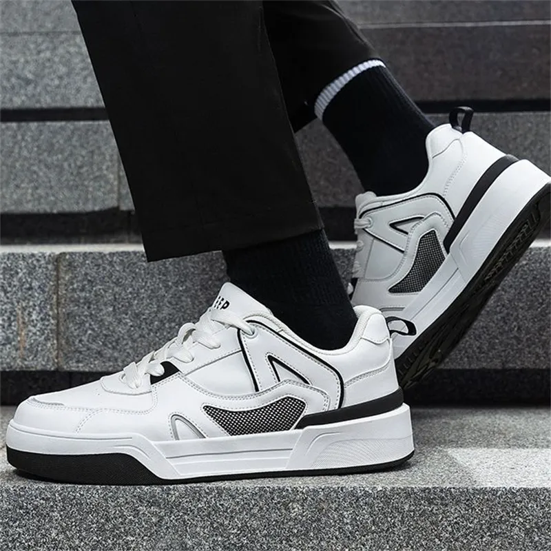 JEEP SPIRIT Slip-Resistant Lightweight Height Increasing Low-Top Skateboard Shoes Men's Polar White-7
