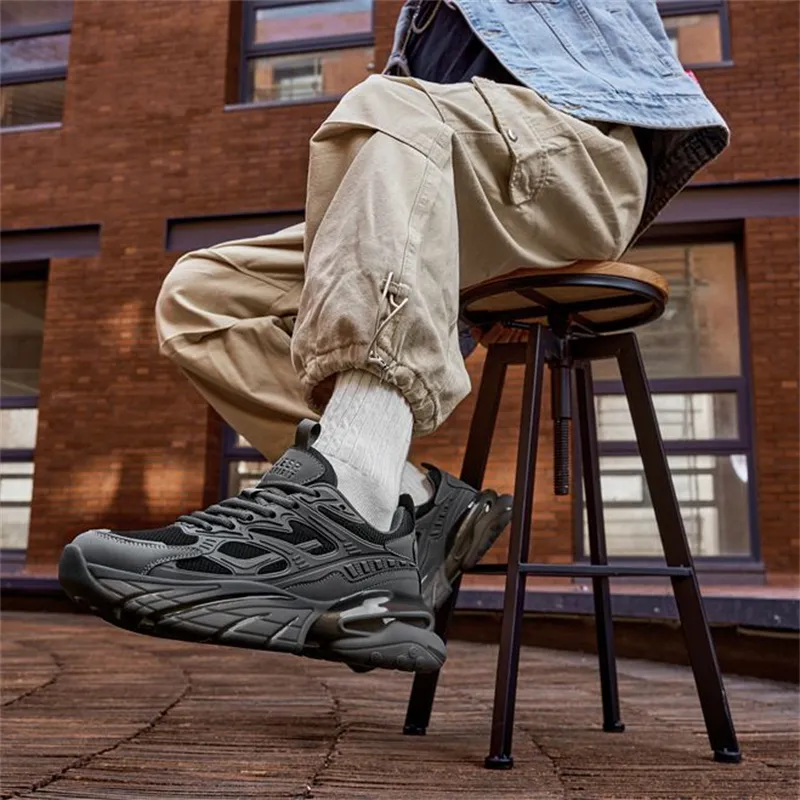 JEEP SPIRIT Anti-Slip And Wear-Resistant Lightweight Height Increasing Low-Top Chunky Sneakers Men's Volcanic Gray-7