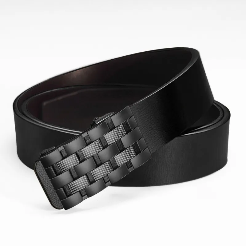 TUCANO Cow Split Leather, Zinc Alloy Leather Belts Men's Black Gunmetal Buckle 3.4cm-2
