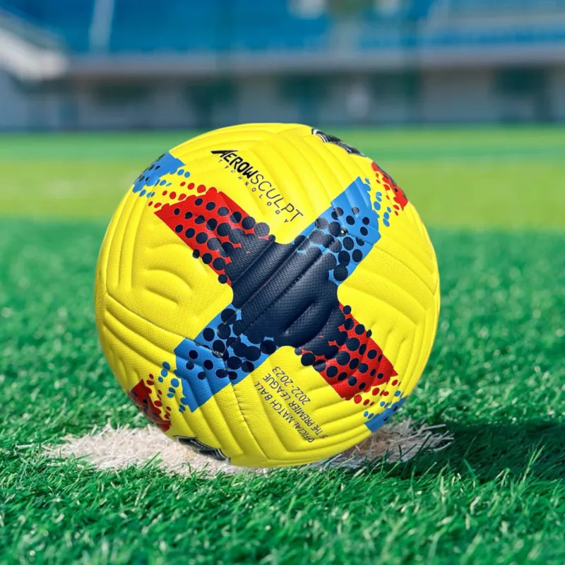 FEIERDUN Size 5 Soccer PU Machine Stitched Soccer Ball Unisex Yellow-3