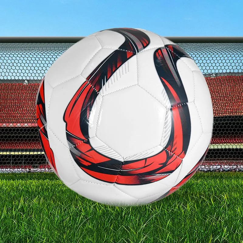 FEIERDUN Size 5, Size 4, Size 3 Soccer PVC Machine Stitched Soccer Ball Unisex Black Red-2