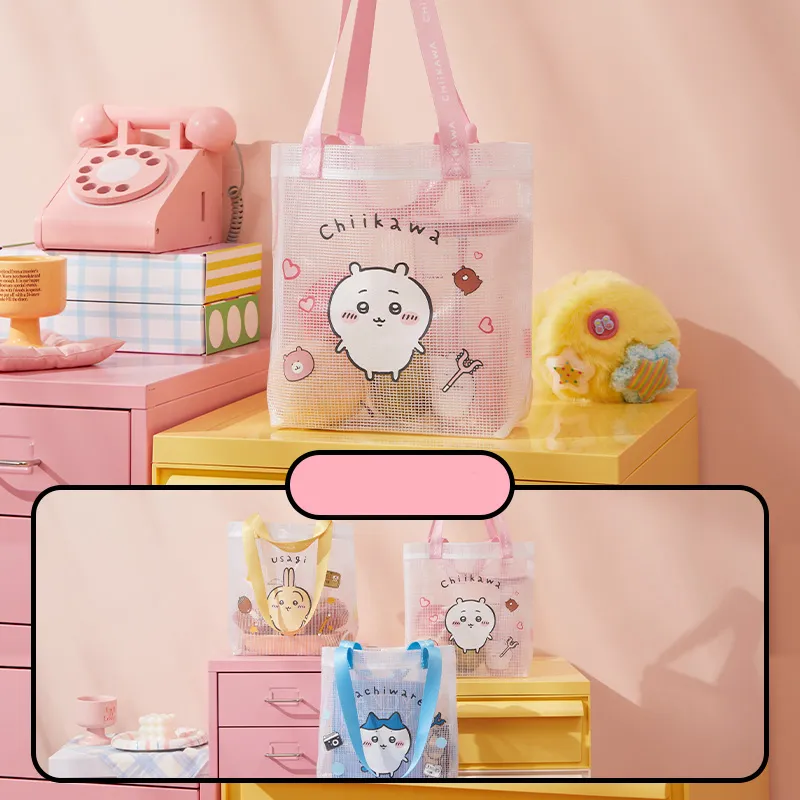 MINISO Chiikawa PVC Handbag Shoulder Bag Medium Size Unisex Pink/Blue/Yellow-1