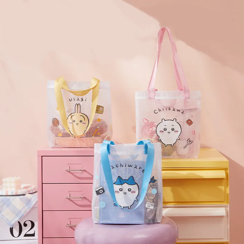 MINISO Chiikawa PVC Handbag Shoulder Bag Medium Size Unisex Pink/Blue/Yellow-2