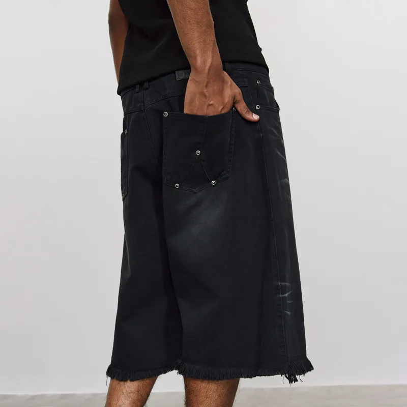 Antidote Worldwide Denim Shorts Unisex Washed Black-4