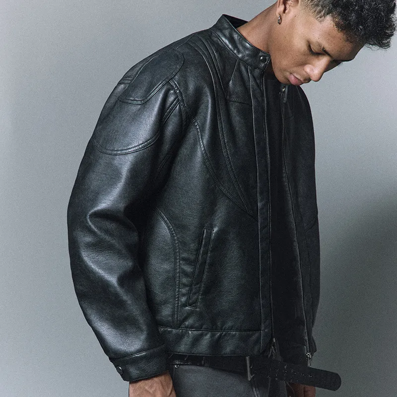 Antidote Worldwide Leather Jacket Unisex Black-4