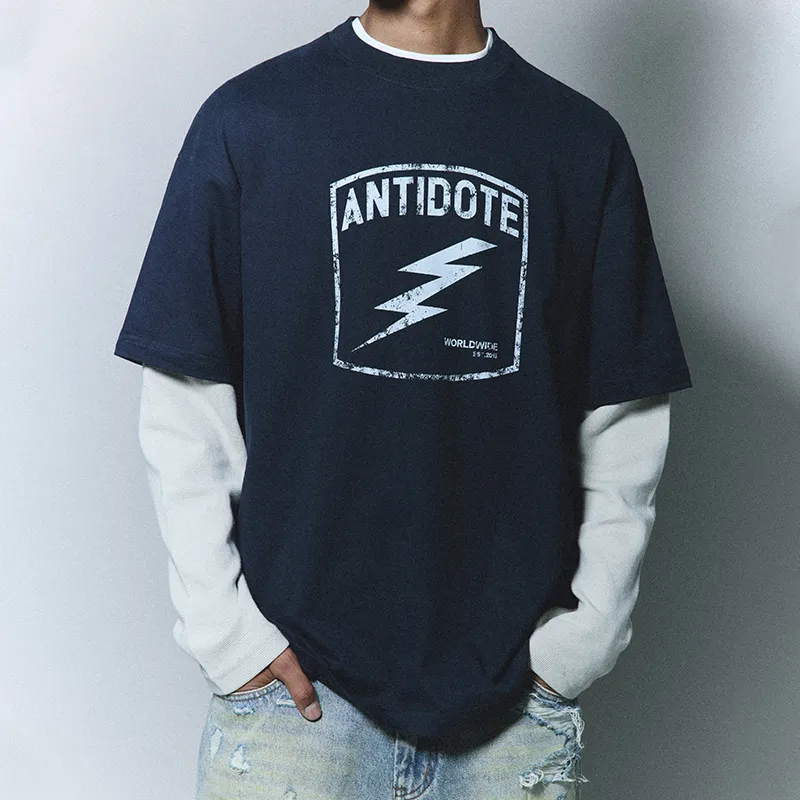 Antidote Worldwide T Shirt Unisex Navy Blue & Gray-2