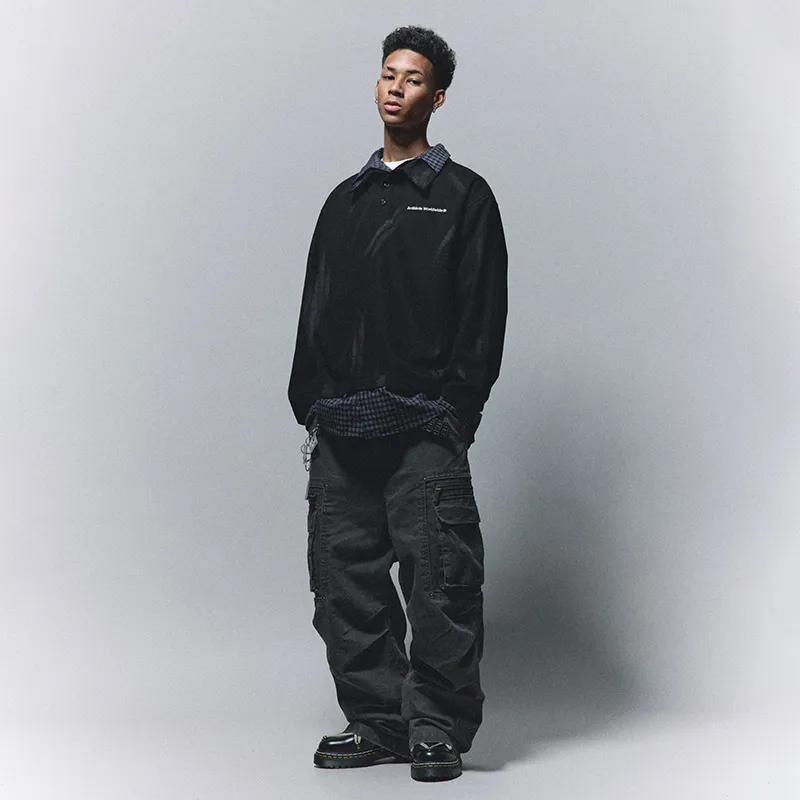 Antidote Worldwide Polo Shirt Unisex Faded Black-3