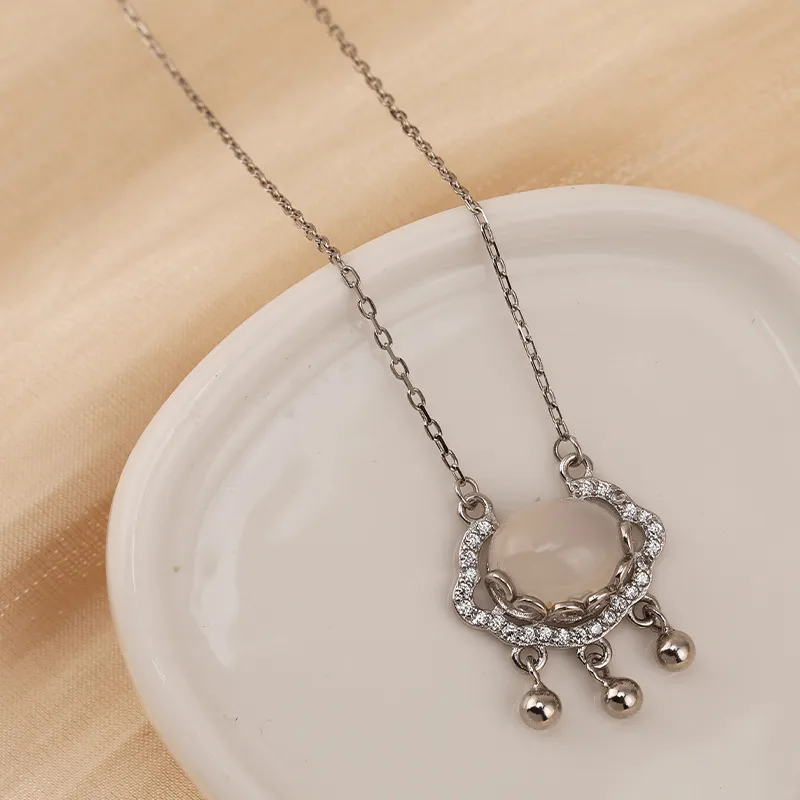 GIMK 925 Sterling Silver Jade Necklaces Women's Chalcedony-3