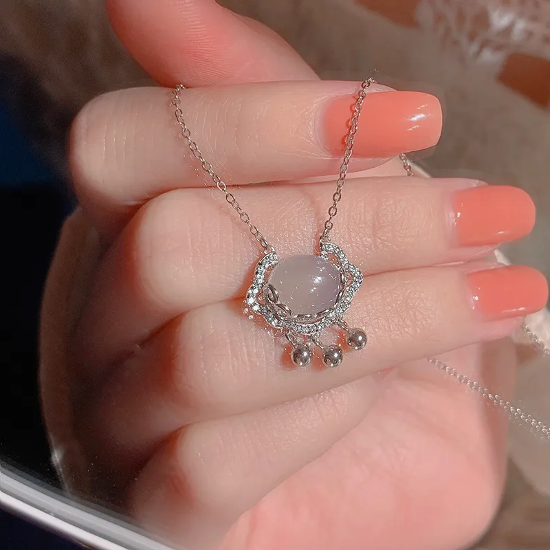 GIMK 925 Sterling Silver Jade Necklaces Women's Chalcedony-4