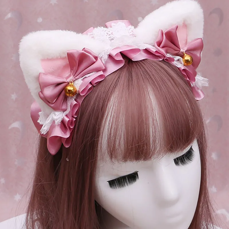 GIMK Lace Cat Ear Headband Women's-2