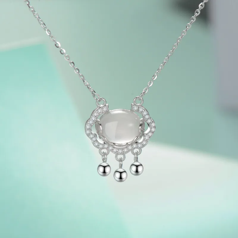 GIMK 925 Sterling Silver Jade Necklaces Women's Chalcedony-2