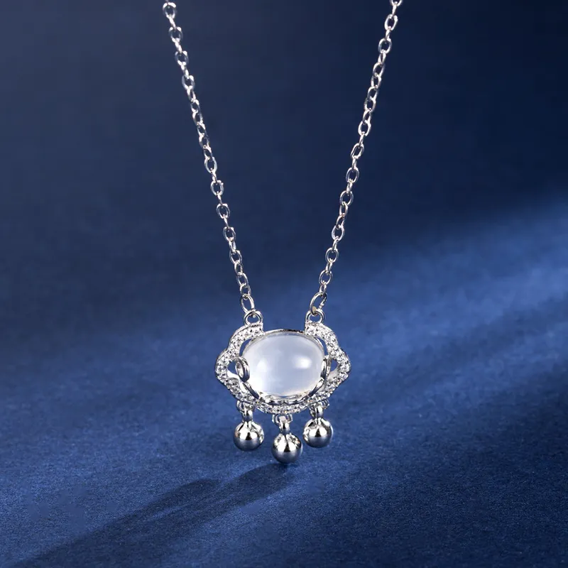 GIMK 925 Sterling Silver Jade Necklaces Women's Chalcedony-1