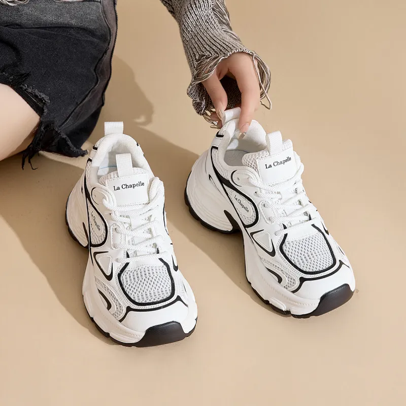 La Chapelle Breathable Height Increase Low Top Chunky Sneakers Women's-25