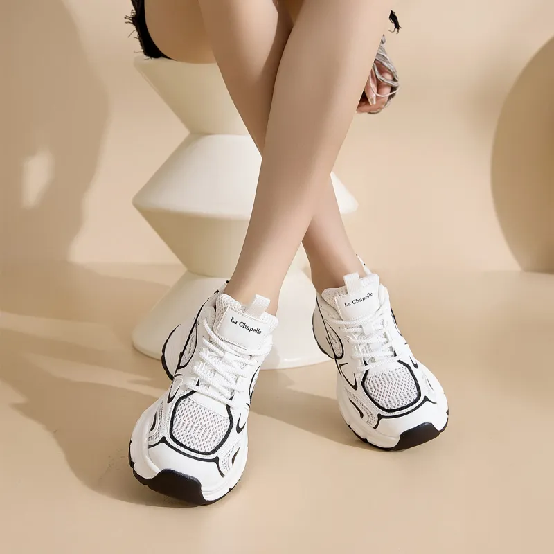 La Chapelle Breathable Height Increase Low Top Chunky Sneakers Women's-29
