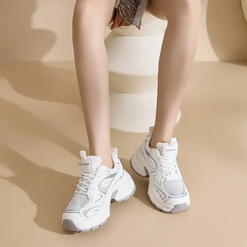 La Chapelle Breathable Height Increase Low Top Chunky Sneakers Women's-8