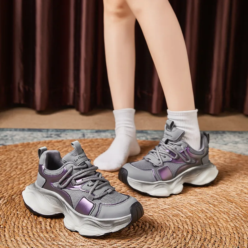 La Chapelle Breathable Height Increasing Low-Top Chunky Sneakers Women's-19