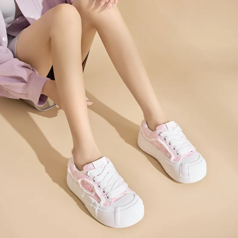 La Chapelle Height Increasing Breathable Low-Top Canvas Shoes Women's-7