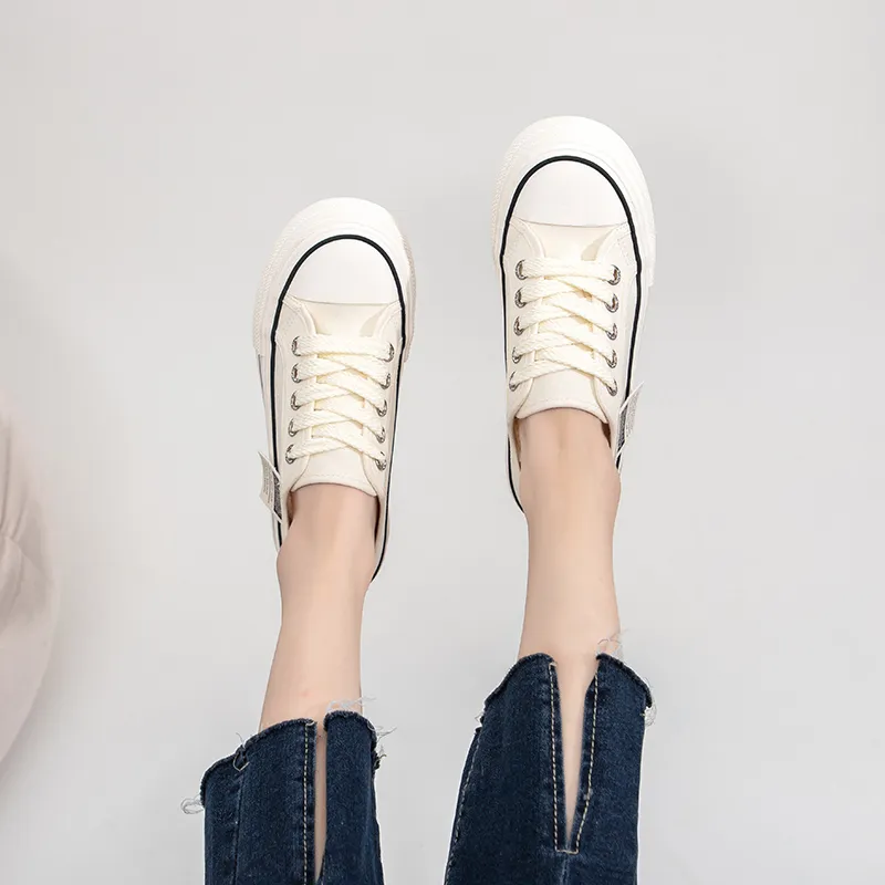 La Chapelle Lightweight Height Increasing Low Top Canvas Shoes 3cm Women's-19