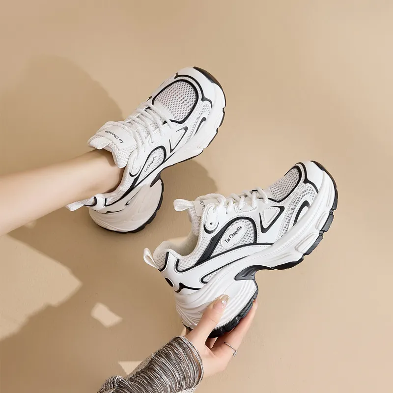 La Chapelle Breathable Height Increase Low Top Chunky Sneakers Women's-26