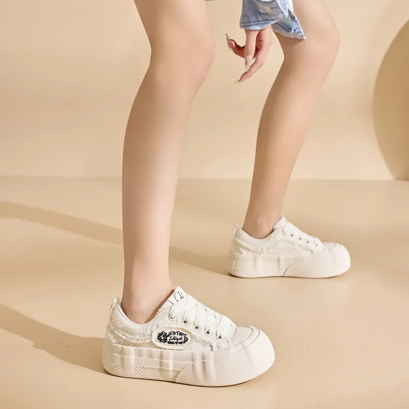 La Chapelle Height Increasing Breathable Low-Top Canvas Shoes Women's-23