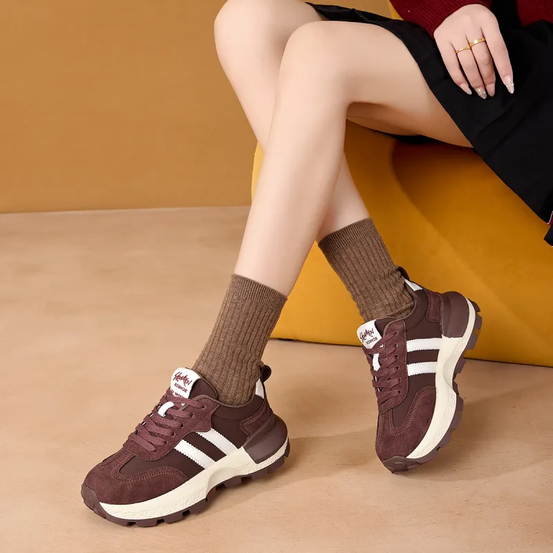La Chapelle Wear-Resistant Height Increasing Low-Top Chunky Sneakers Women's-14