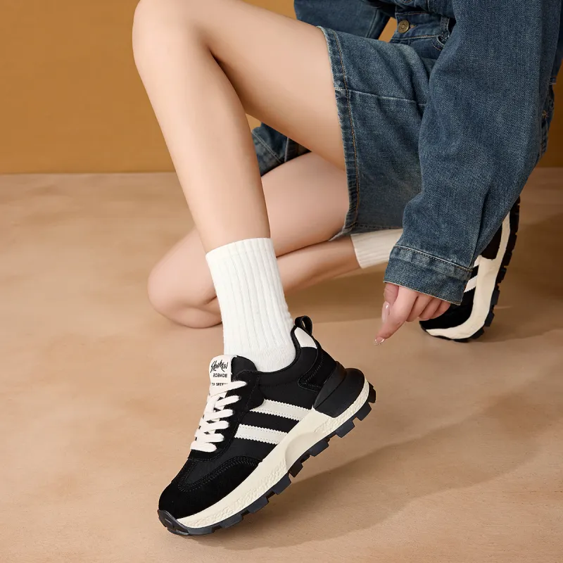 La Chapelle Wear-Resistant Height Increasing Low-Top Chunky Sneakers Women's-7