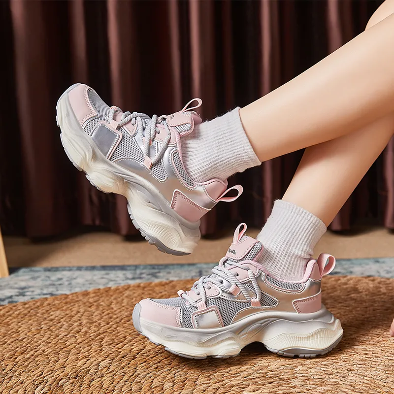 La Chapelle Breathable Height Increasing Low-Top Chunky Sneakers Women's-5