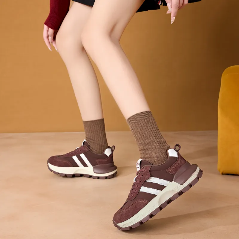 La Chapelle Wear-Resistant Height Increasing Low-Top Chunky Sneakers Women's-13