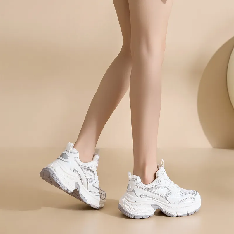 La Chapelle Breathable Height Increase Low Top Chunky Sneakers Women's-6