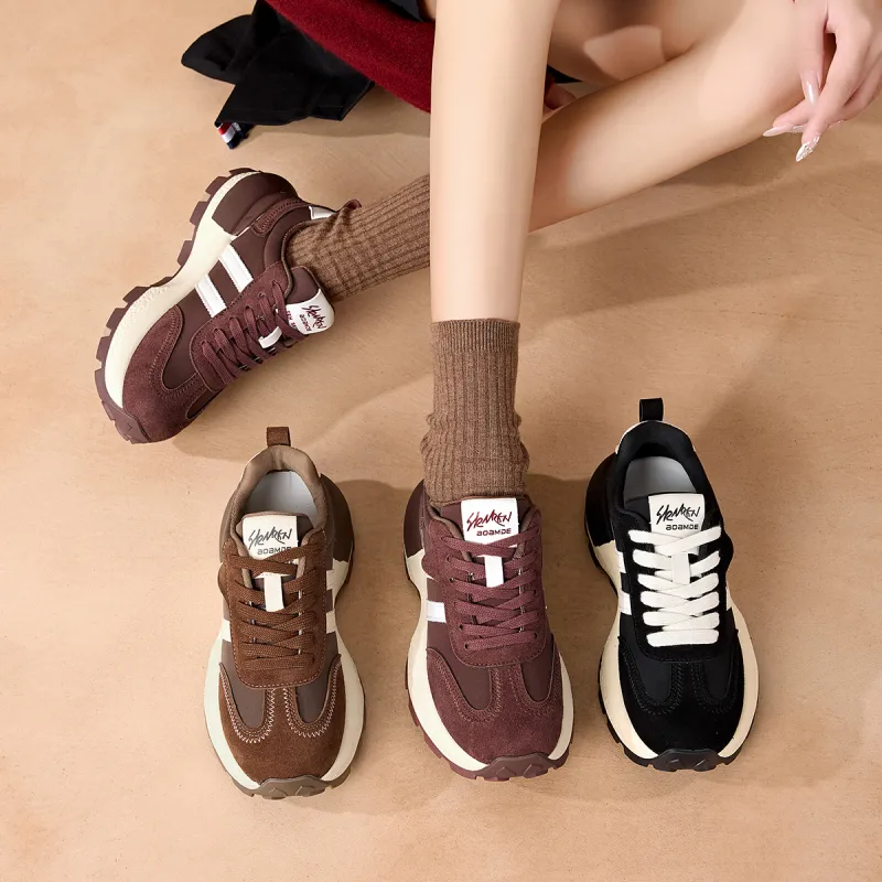 La Chapelle Wear-Resistant Height Increasing Low-Top Chunky Sneakers Women's-5
