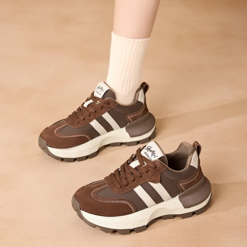 La Chapelle Wear-Resistant Height Increasing Low-Top Chunky Sneakers Women's-21