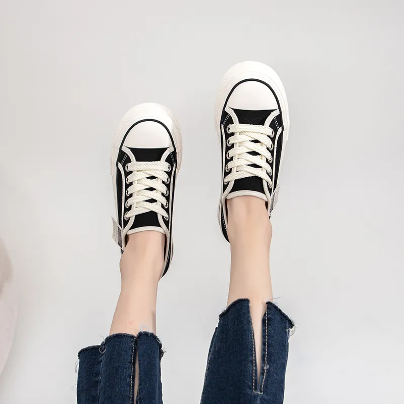 La Chapelle Lightweight Height Increasing Low Top Canvas Shoes 3cm Women's-8