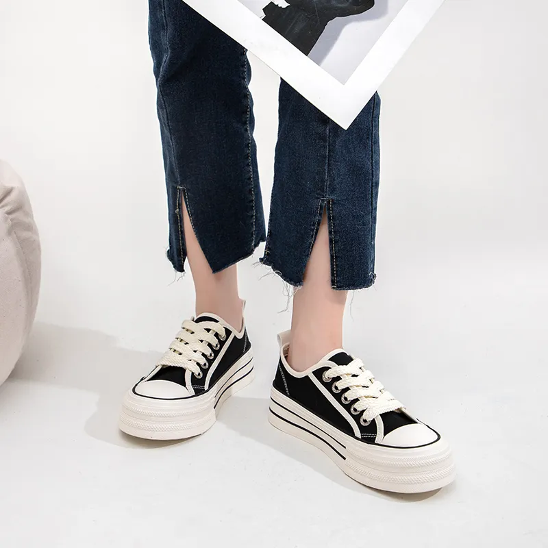 La Chapelle Lightweight Height Increasing Low Top Canvas Shoes 3cm Women's-5