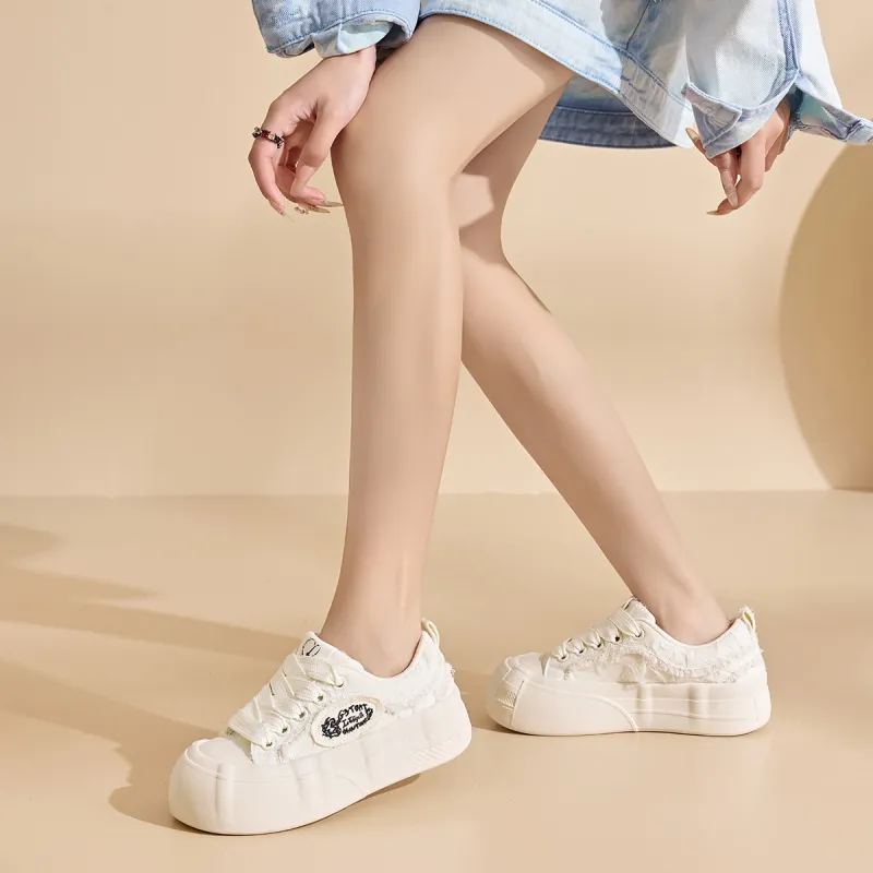 La Chapelle Height Increasing Breathable Low-Top Canvas Shoes Women's-22