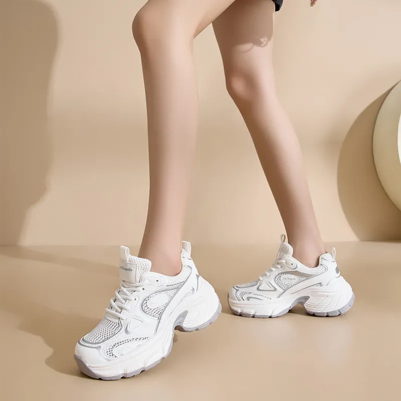 La Chapelle Breathable Height Increase Low Top Chunky Sneakers Women's-7