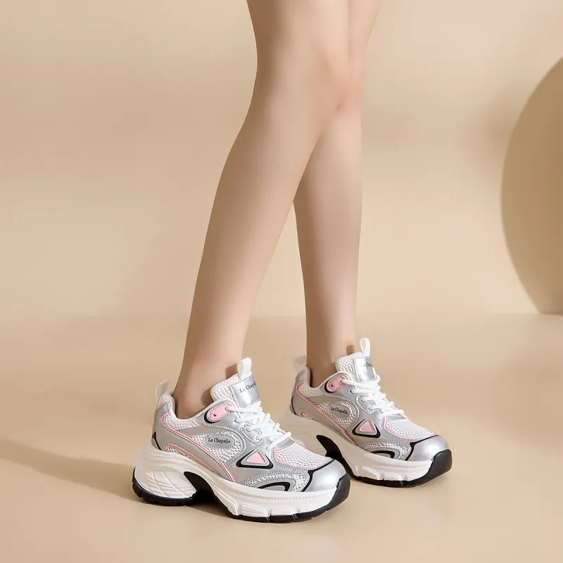 La Chapelle Breathable Height Increase Low Top Chunky Sneakers Women's-18