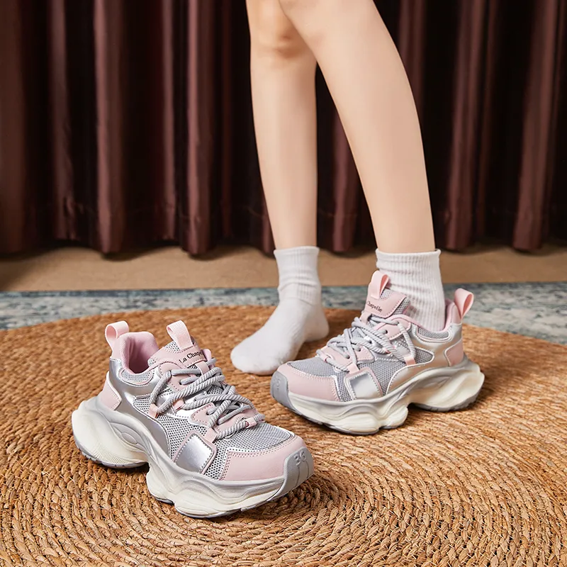 La Chapelle Breathable Height Increasing Low-Top Chunky Sneakers Women's-9