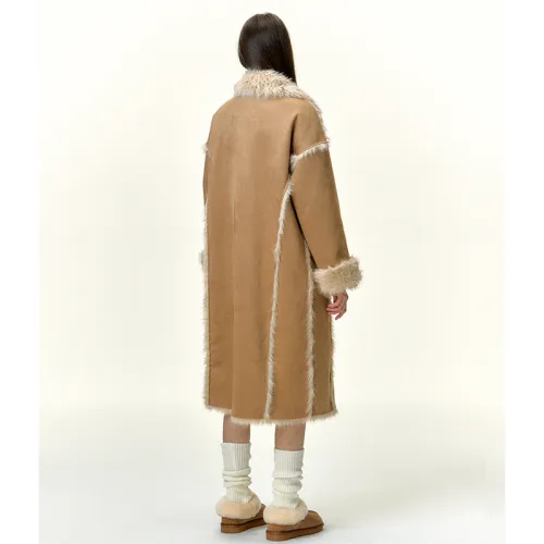 Li Zixian Velvet feel Coat Women's Brown Yellow