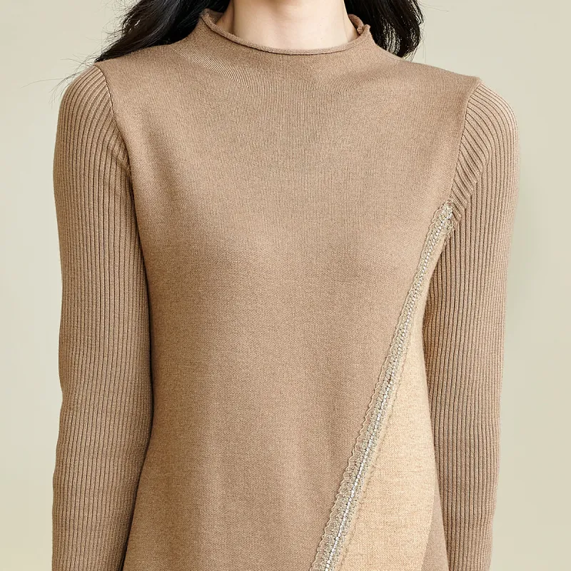 MISSSHINE Long Sleeved Dresses Women's Khaki-2